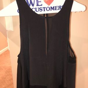 Black blouse with mesh panels